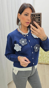 Cardigan Fiorellino Blu